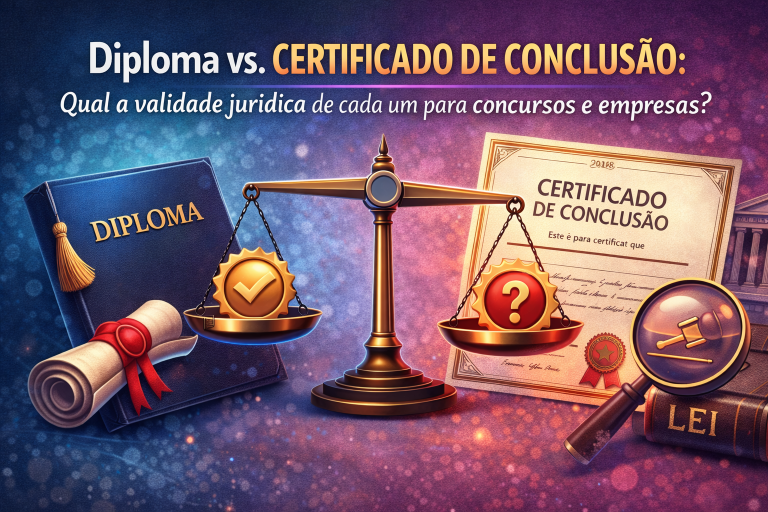 Profissional analisando a diferença entre diploma e certificado de conclusão com validade jurídica